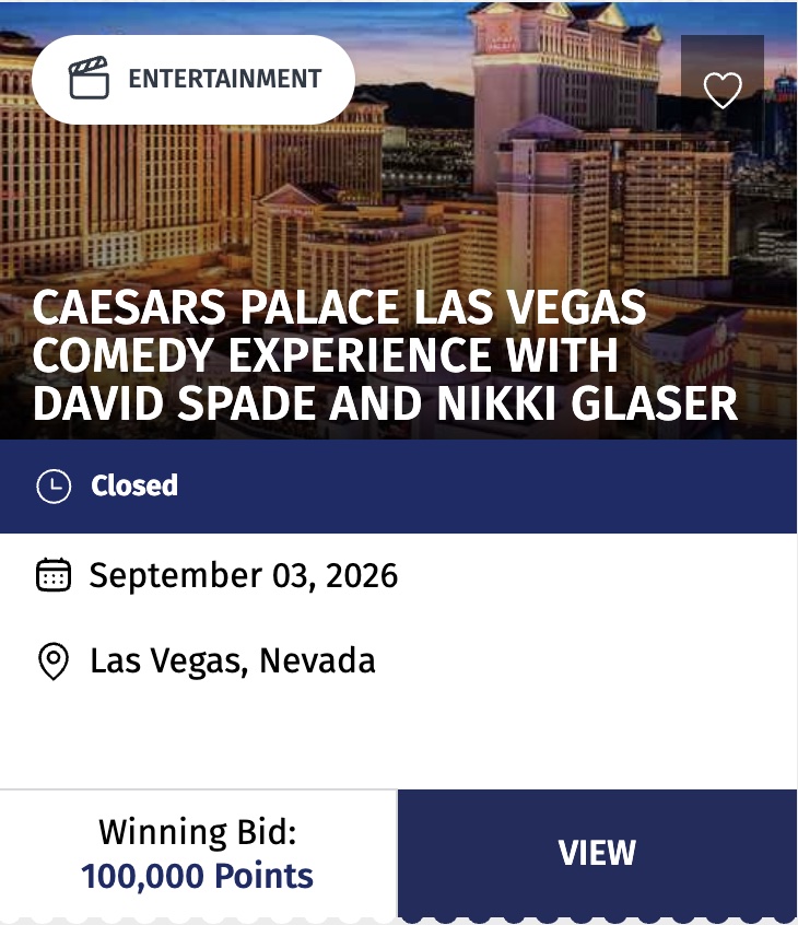 Wyndham Rewards Experiences listing: Caesars Palace Comedy Experience